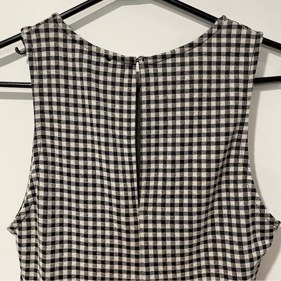 Women’s Zara Check Plaid Dress Gingham Fitted Ruched Sleeveless Size M - Picture 4 of 5
